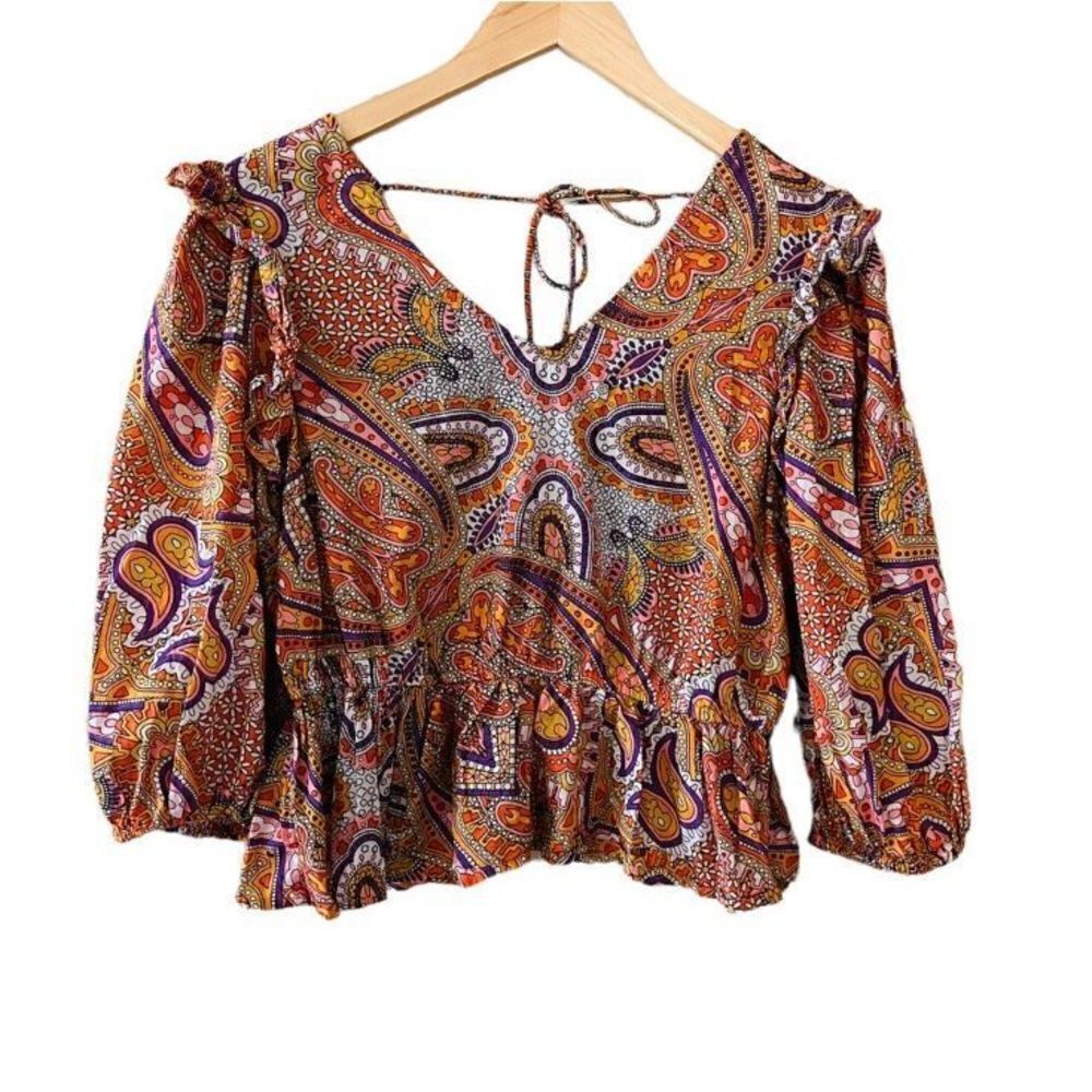 Broadway 38 Paisley Print Peplum Top